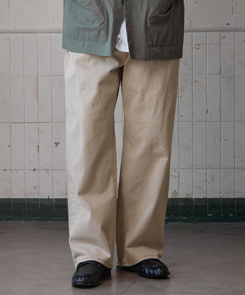 RUGGED HOUSE Wells Hidden Banding Wide Cotton Pants Beige