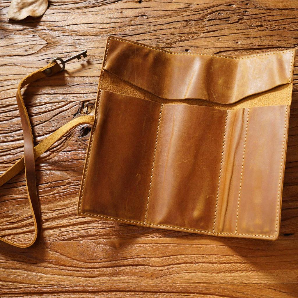 Vintage Genuine Leather Cowhide Pencil Roll Case - Simple, Multifunctional Roll-Up Pouch