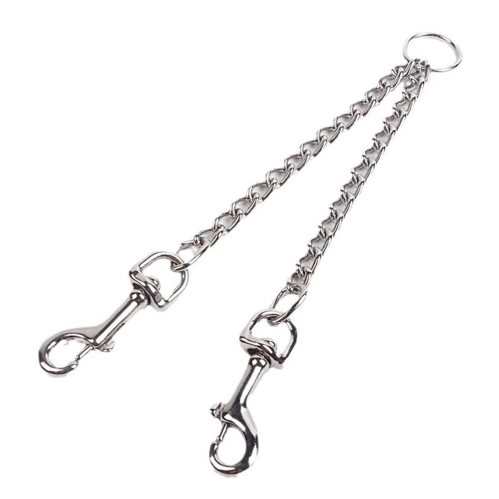 Stainless Steel 2 Way Dog Leash Wear Resistant Pet Training Lead Twin Lead for Two Dogs  Walking