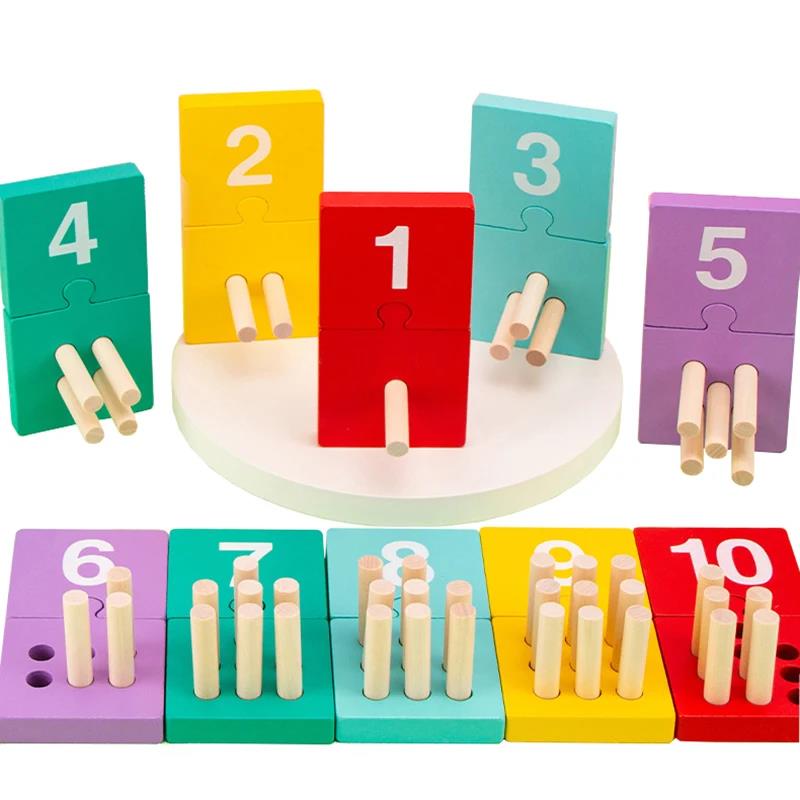 Montessori Counting Peg Board Math Toy Children Counting Stick Number Matching Colour Cognition Sensory Educational Toy for Kids
