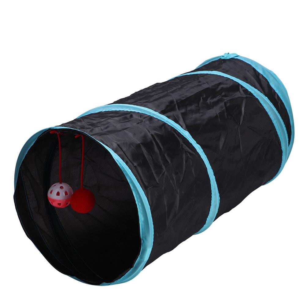 Collapsible Polyester Pet Cat Tunnel Tubes Toy with Crinkle Crackle Paper Peephole Rattle Ball Play Happy