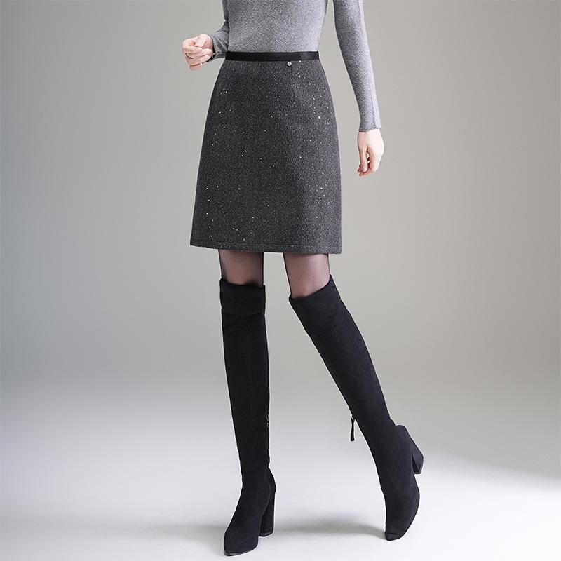 Gonna A-line in Tweed con Paillettes a Vita Alta Autunno/Inverno 2025