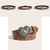 Heartshaped Metal Clip Designer Belt With Perforated Pattern For Casual Wear