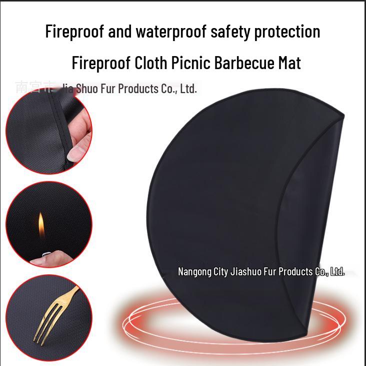 Огнестойкий коврик для гриля-барбекю: Уличный угольный гриль, кострище, камин - Огнестойкий, негорючий коврик из стекловолокна 11 inches (28 cm) Black чёрный