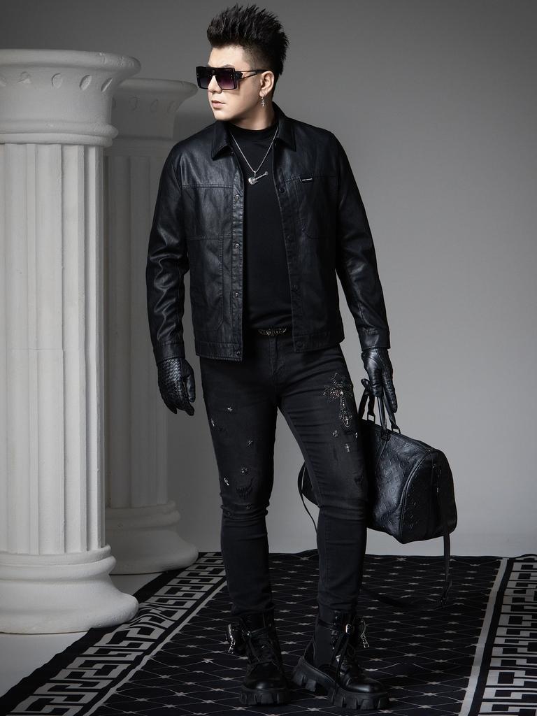 European Trendy Brand Lapel Leather Jacket for Men, 2025 Autumn New Style, Cool Biker Jacket with a High-End Feel