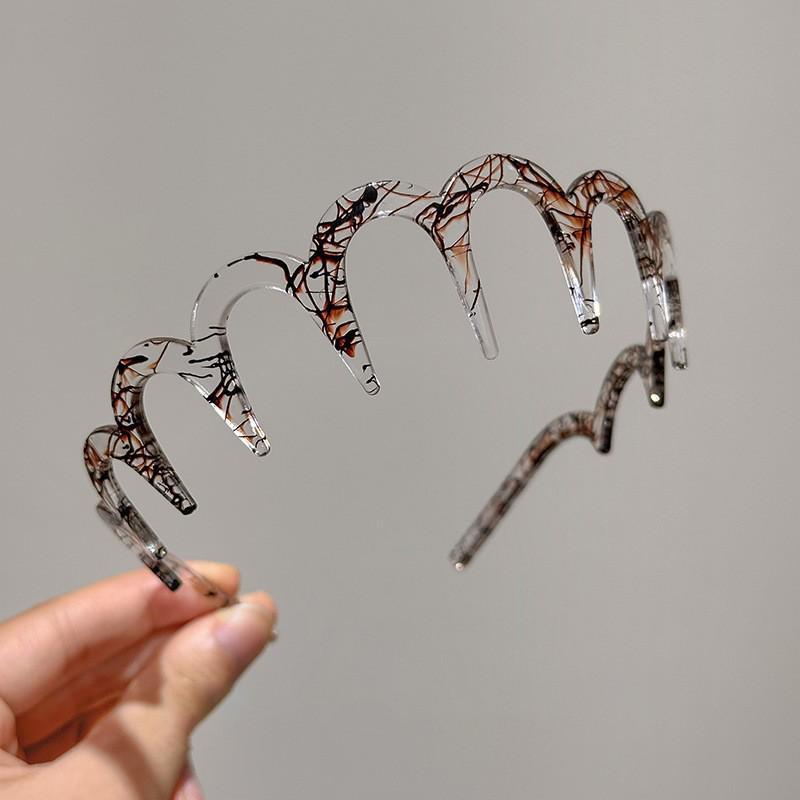 Koreanischer minimalistischer Acryl-Haarreif mit Leopardenmuster in U-Form zum Gesichtwaschen - Nischendesign, hochwertiges Gefühl Haaraccessoire.