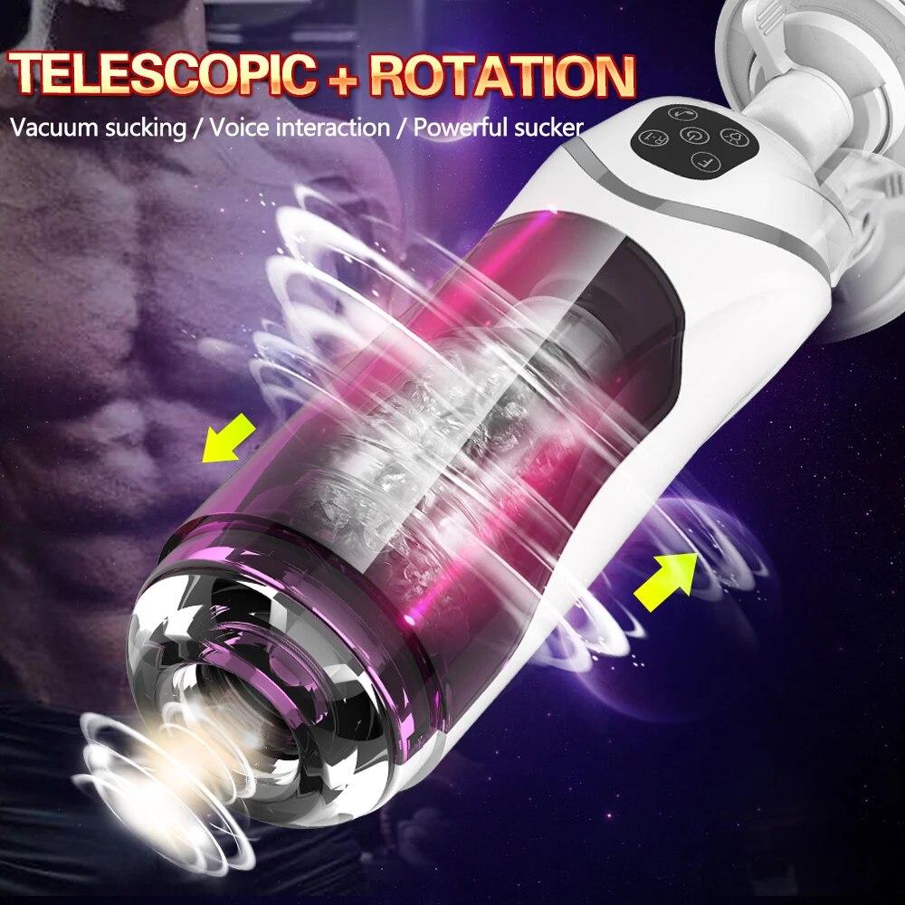 Automatic Piston Telescopic Rotation Male Masturbator Cup Blowjob Masturbator for Man Penis Sucker Vibrtor Handsfree Sex Machine