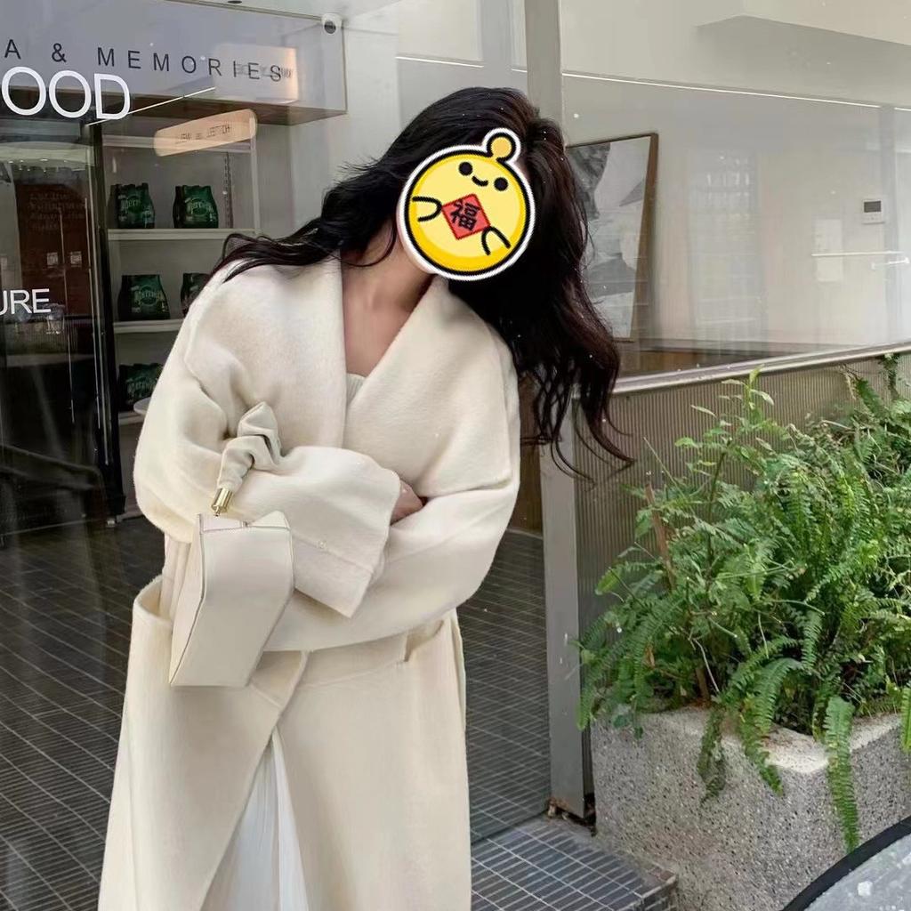 New Double-sided Wool Coat Long Large Lapel Korean Style Loose Casual Woolen Coat