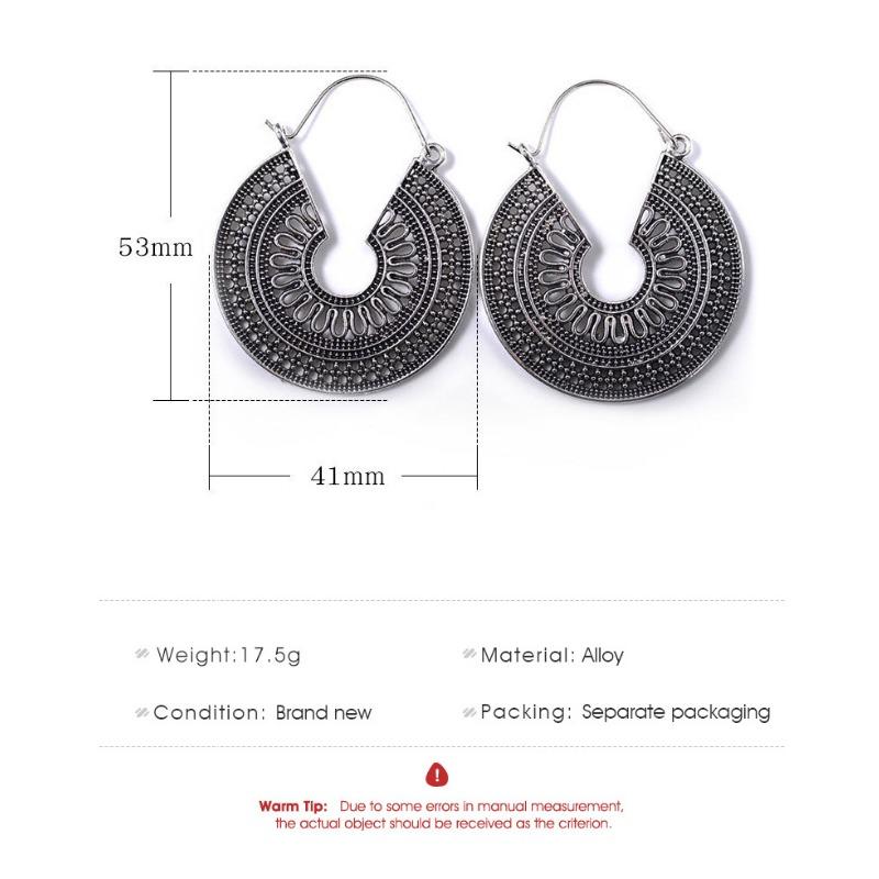 Bohemian Hollow Round Alloy Carved Earrings For Women Ins Style