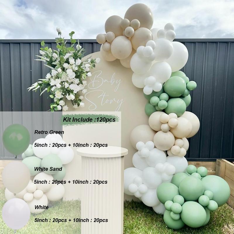 Beige Green Balloon Garland Arch Kit Baby Shower Boy Girl Birthday Party Decoration Wedding Engagement Green Balloon Set Baptism Christening