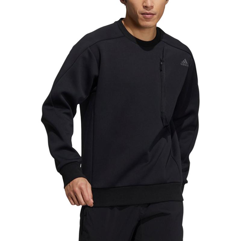 adidas Sweatshirts Men's Black Crew Neck Moderate Regular H39295