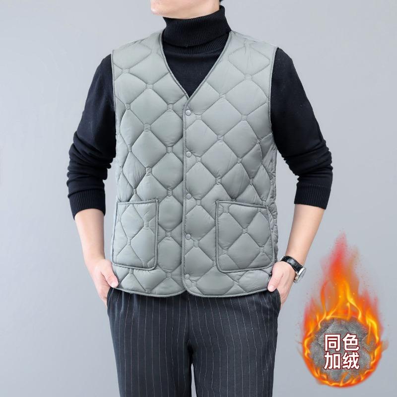 

Осенне-зимний стиль Плюс бархат Утолщенный пуховый хлопковый жилет Короткий мужской терможилет L серый