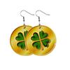 Women Fashion ST. Patrick's Day Green Drop Shape Printing  Earrings Ear Studs
