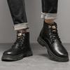 Martin Boots Men's Shoes Summer High-top British Style Men's Leather Shoes Black Locomotive Leather Boots Waterproof Tooling Boots Men's