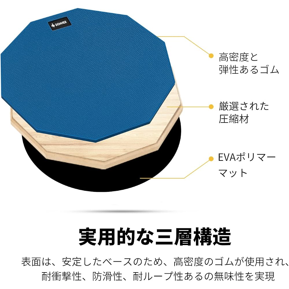 Donner Drum Practice Pad 8 Inch Rubber Snare Pad with Sticks Silent Training Drum