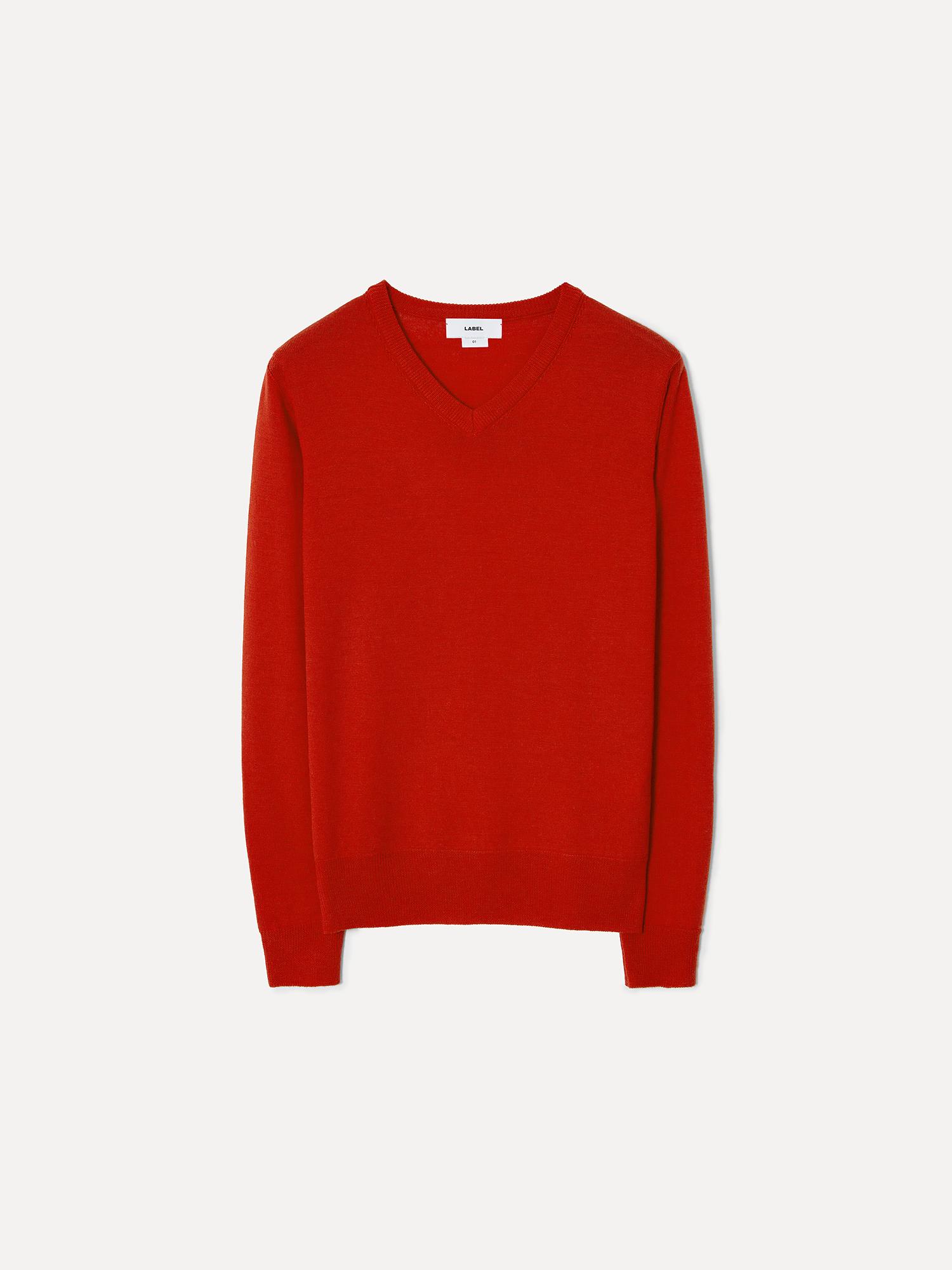 Label Archive W Roni Merino Wool V-Neck Sweater Scarlet 1