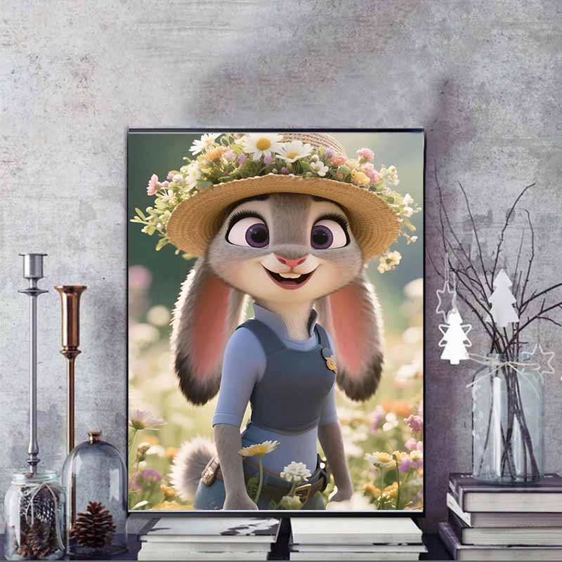 Disney 5D DIY Diamond Painting Exquisite and Healing Zootopia Fan Art Illustrations Cartoon Full Diamond Mosaic Art Wall Decoration Set