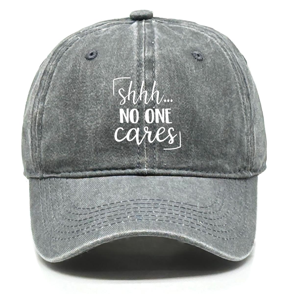 

shhh... no one cares Print Adjustable Baseball Hat, Woman s Cap Raw Brim Fashion Sunshade Unisex Snapback Sun Hat as the picture серый