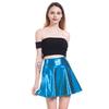 Women Mini Skirt High Waist Glossy Surface A-Line Hem Short Skirt Shiny Stage Show Skater Skirt Party Wear