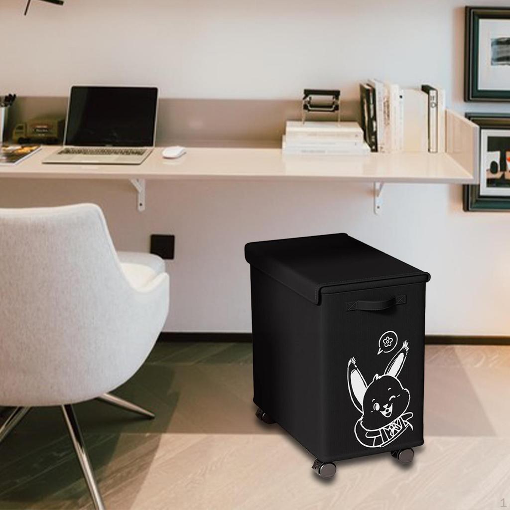 Laundry Basket with Wheels And Lid for Under The Desk, Storage Cafe,
