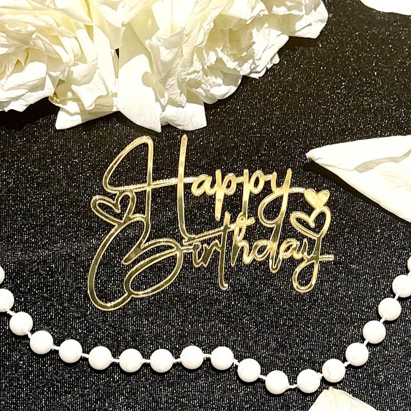 

1Pcs Golden English Letters Acrylic Cake Decoration Birthday Party Dessert Accessories