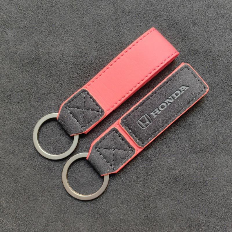 Honda Tumbled Leather Universal Car Keychain Keyring For Honda CRV Civic FIT Accord Prelude 5th City CRX Jazz H-RV Pilot Odyssey XD9