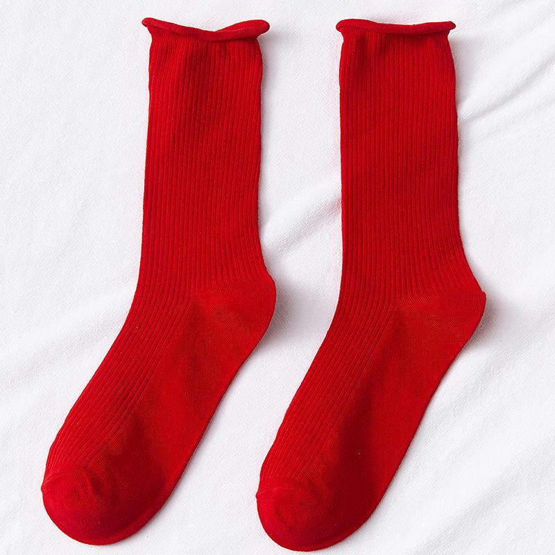 Colorful Women's Mid-Calf Candy Color Cotton Socks - Versatile for Spring and Autumn, Sporty and Over-the-Knee.