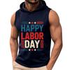 Men Sleeveless Hoodie Tank Top Casual Muscle Fit Athletic Shirt Summer Workout Gym Apparel with Labor Day Print