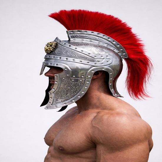 Elmo da Centurione Romano in Acciaio Fatto a Mano con Dettagli Incisi, Armatura Indossabile per Rievocazioni Storiche