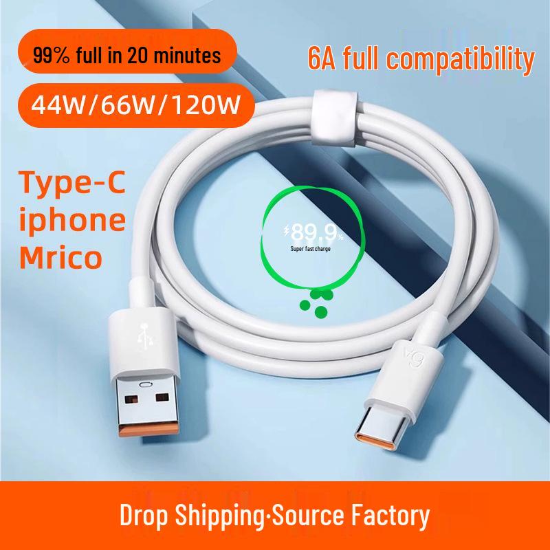 

6A Type-C Fast Charging Cable for Huawei – Compatible Data & Charging Cable, Ideal as a Gift Bare Cable [No Packaging]