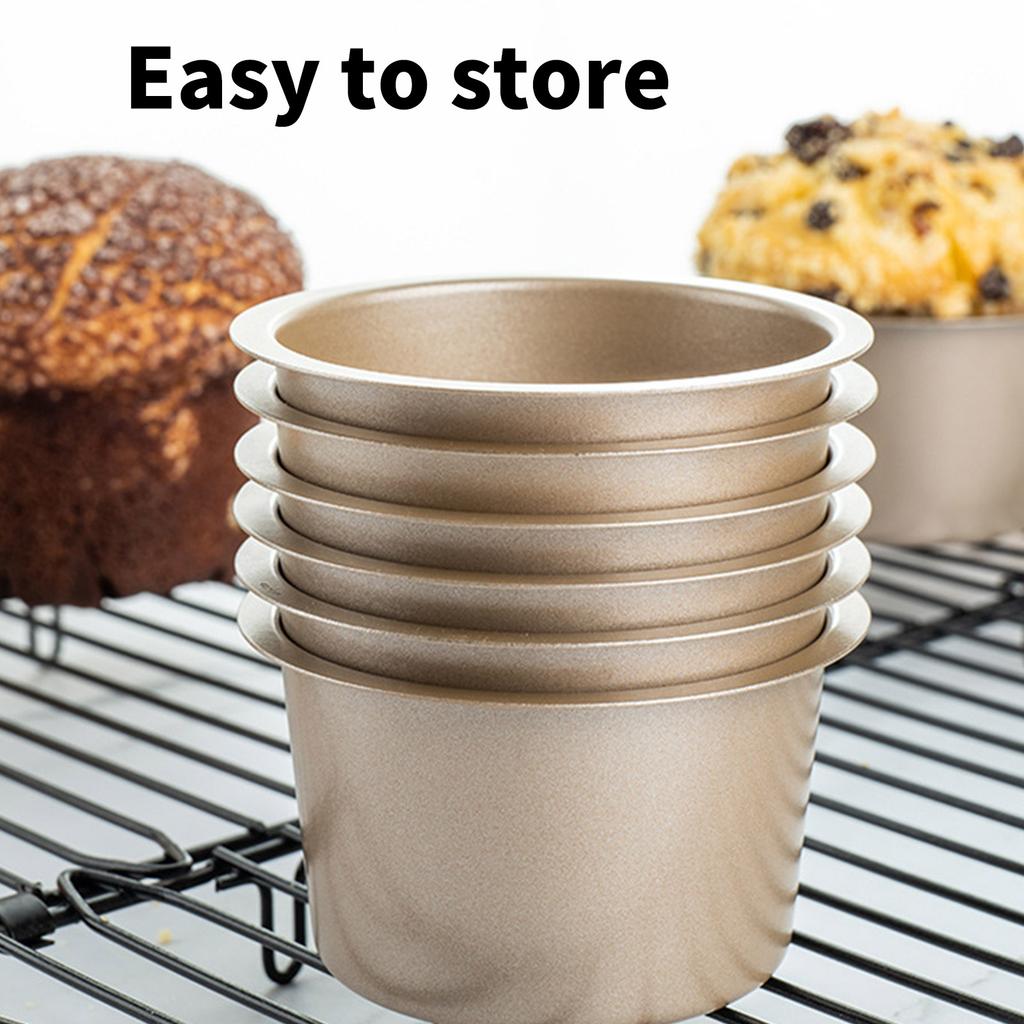 6 ks Vysoké formičky na muffiny, tepelně odolné pečicí formy, kuchyňské doplňky, karbonová ocelová pečicí forma pro použití na dezerty