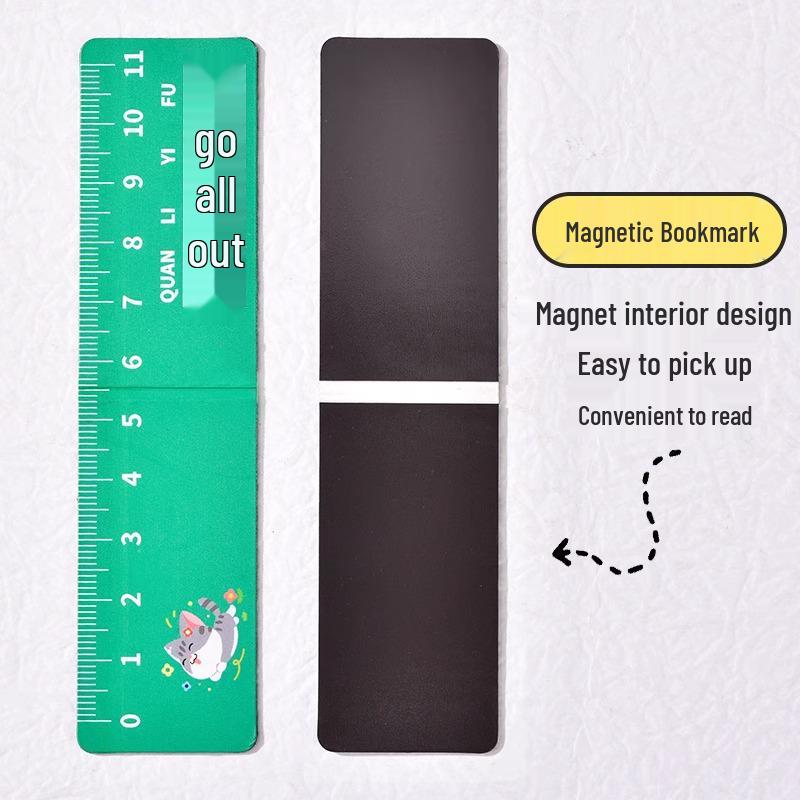 Creative Cartoon Magnetic Bookmark & Ruler - Cute and Inspirational Folding Page Clip