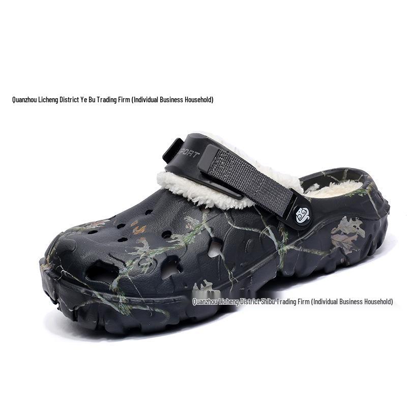 

Men s Fleece-Lined Cotton Slippers - Closed-Toe & Detachable, Soft Sole, Warm Plus-Size Winter Footwear 43