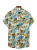 Men'S Stylish Short-Sleeve Shirt Featuring a Cute Yellow Duck Vacation Theme, Adorned with Playful Duck Prints And Beach Palm Trees. A Trendy New