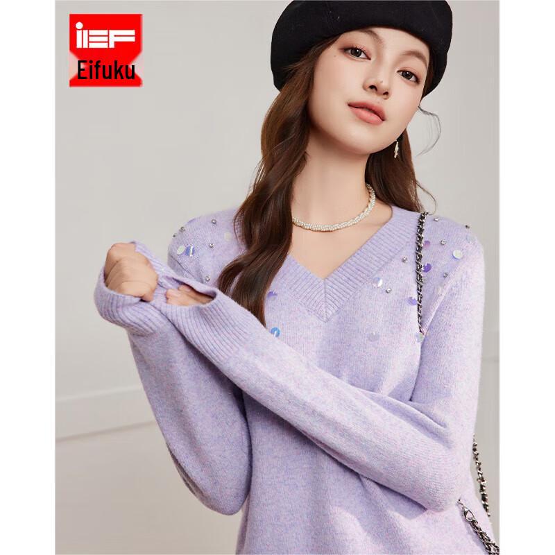 

IEF French Style V-Neck Sequin Knit Top One Size