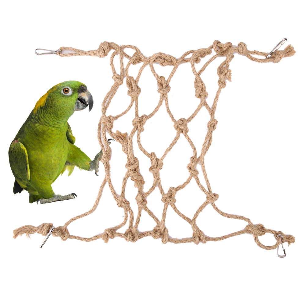 Hemp Rope Parrot Bird Climbing Net Hanging Rope Net Swing Play Rope Ladder Chew Toy (Small)
