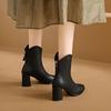 French British Style Women'S Ankle Boots - Pointed Toe Chunky Heel Booties With Rear Zipper, Petite Slim Fit Short Boots