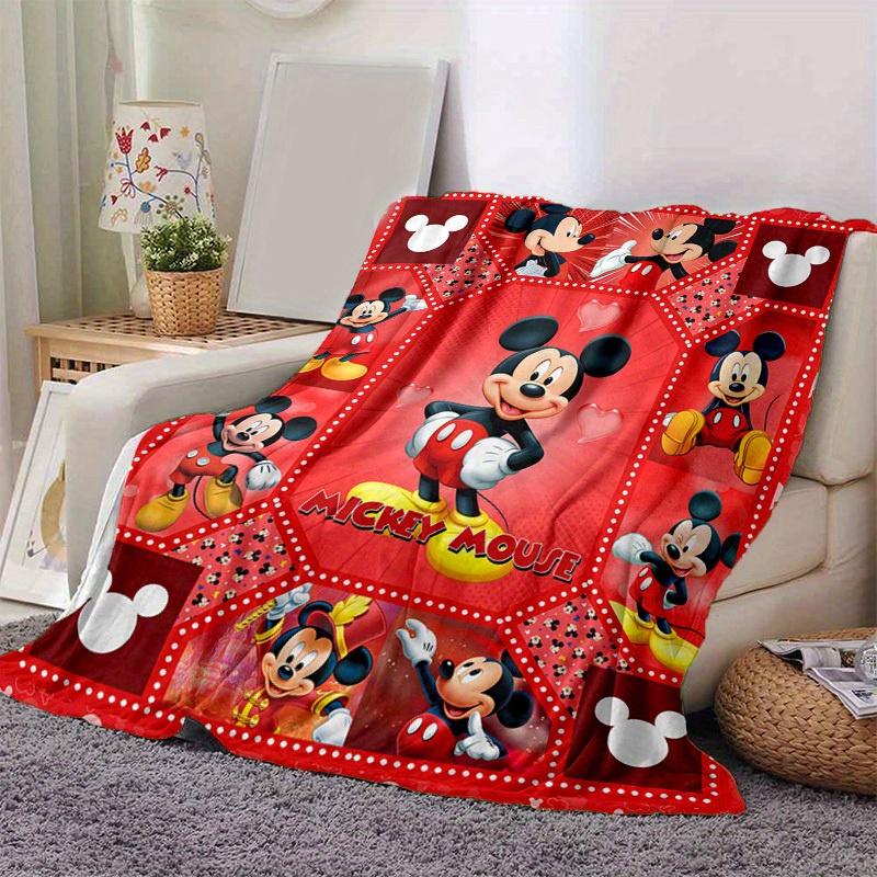 1pc. Mickey Mouse Cartoon Blanket, Home Decor Gift for All Seasons, Soft and Cozy Throw Blanket for friends, Perfect for Bed or Couch, Red Background
