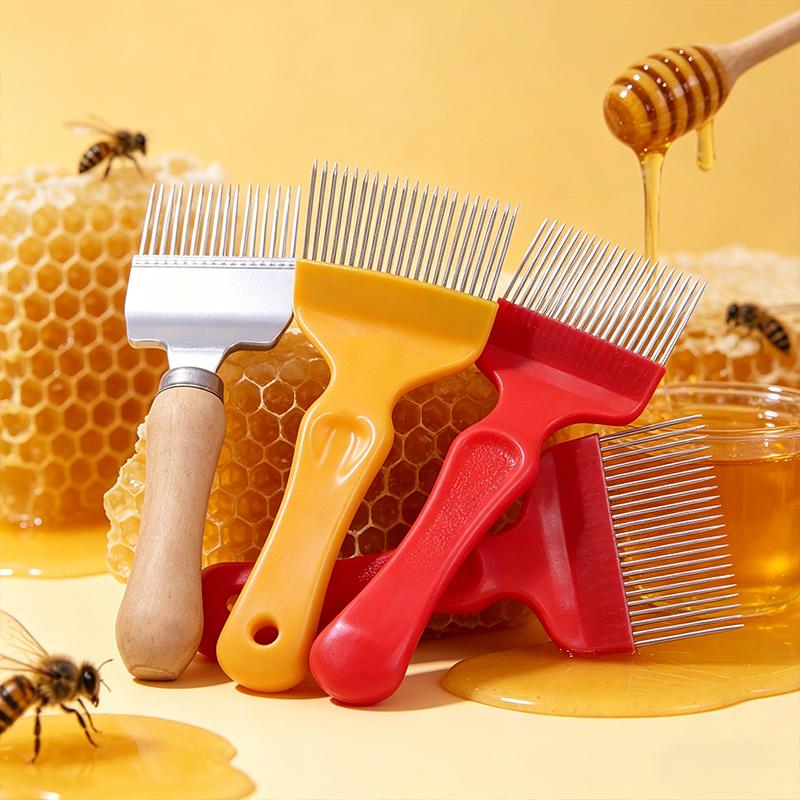 17-Pin Beekeeper Honey Cutter with Wooden Handle Uncapping Forks for Beehive Beekeeping Equipment Accessory