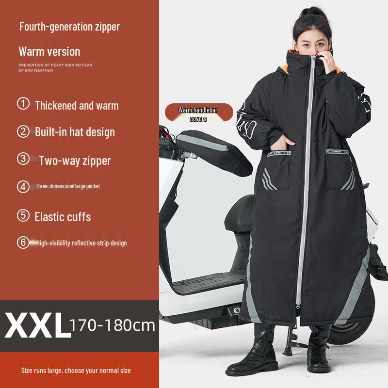 Electric Vehicle Winter Windshield Fleece-Lined Warm Coat for Bicycles & Motorcycles - Cold Weather Windproof Gear