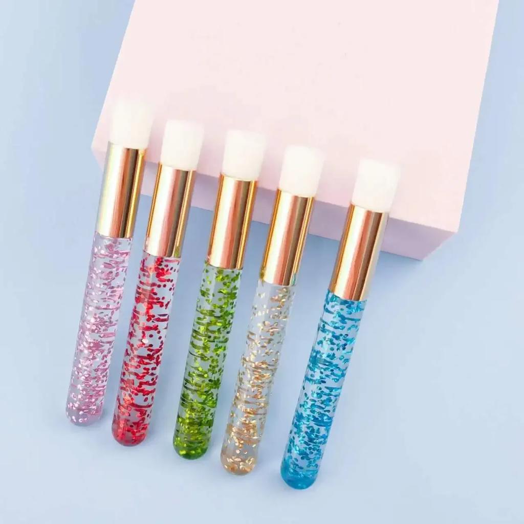 1 pieza Cepillo Suave para Limpieza de Extensiones de Pestañas Mango de Cuentas de Cristal Cepillo Removedor de Puntos Negros para Nariz Herramienta de Maquillaje Pinceles de Maquillaje