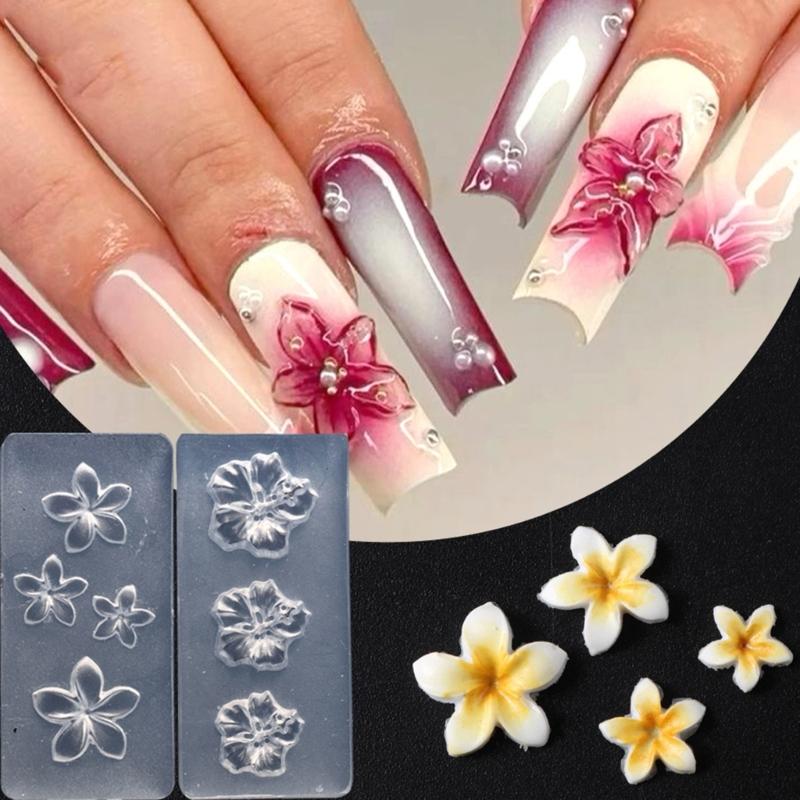 10 STÜCKE Silikon Nagelkunstformen Blume Nagelkunst Vorlage Formen Silikon Textur für Kosmetikerinnen und Nagelkunstlerner