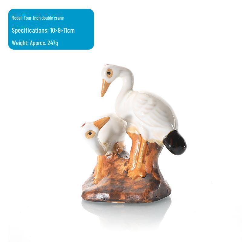 Ceramic Animal Ornaments for Aquarium Landscaping - Includes Duck, Cow, Crane, and Mandarin Duck.