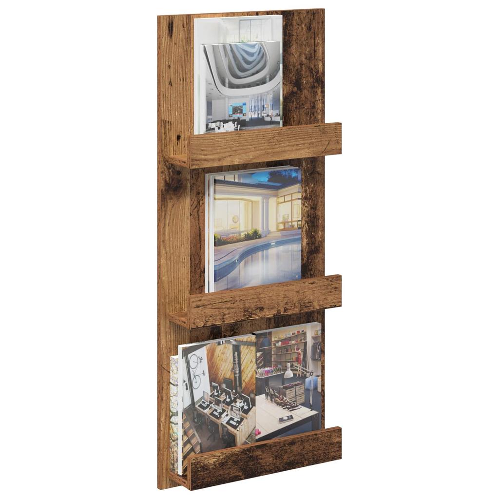 Magazine Rack with Shelf Reclaimed Wood Look 43 x 11 x 102 cm Engineered Wood
