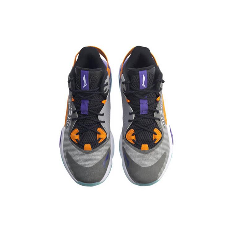 New LiNing Power 6 Cushioning Anti Slip And Wear Resistant Mid Top Basketball Shoes Orange Purple Gray ABAP067-1