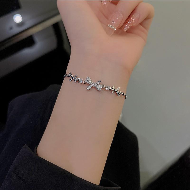 2024 High-End Women's Bow Drawstring Zircon Bracelet - Luxurious Niche Design