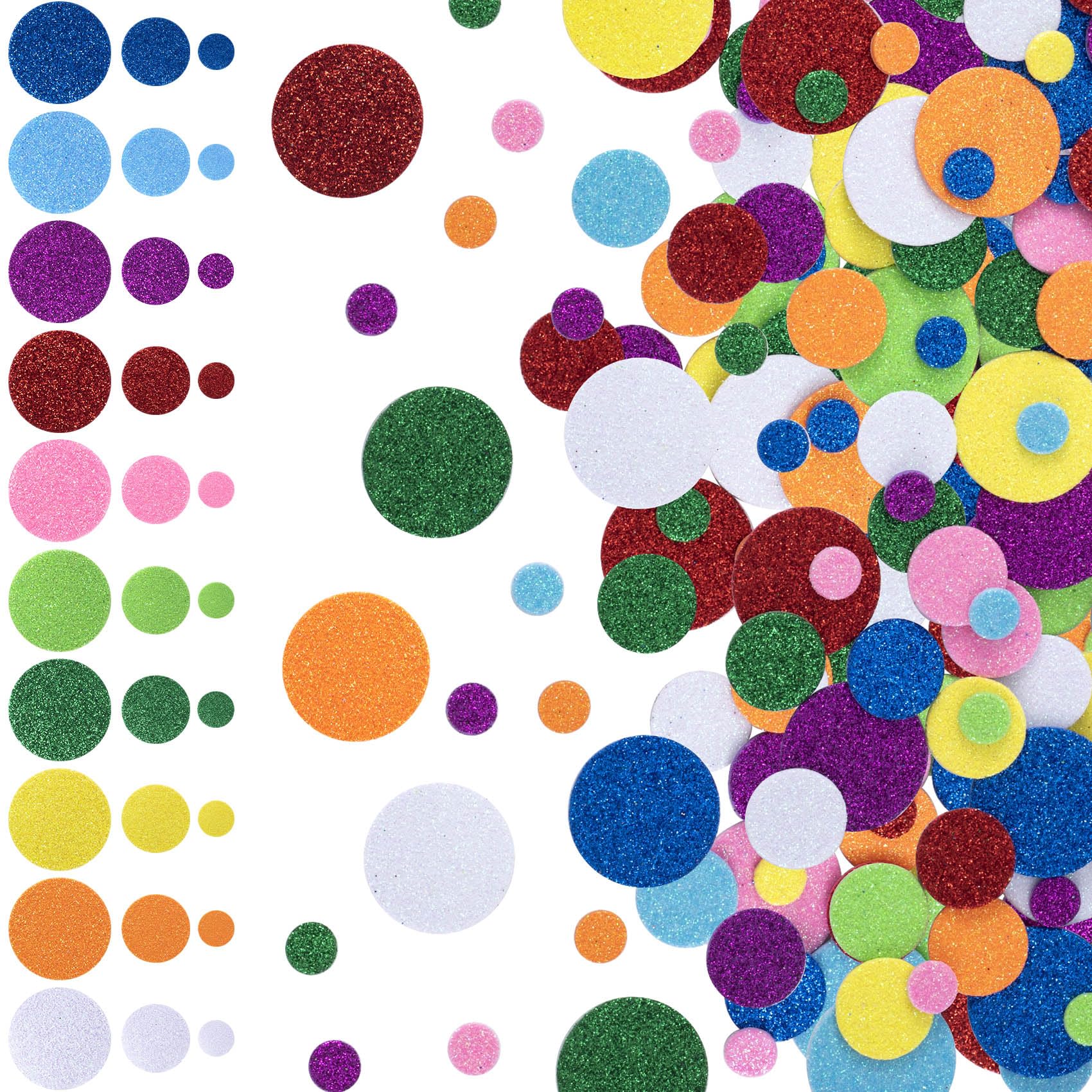 160 шт. Мини круглые пенные наклейки, Разноцветные блестящие круглые точечные пенные праздничные наклейки, Самоклеящиеся декали из ЭВА.