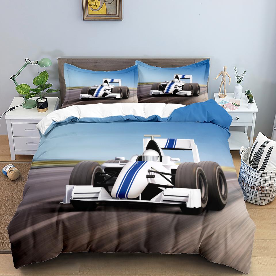 3D Car King Queen Duvet Cover Vintage Lightweight Train Bedding Set For Teens Adult Racing Supercar 2/3pcs Polyester Quilt Cover