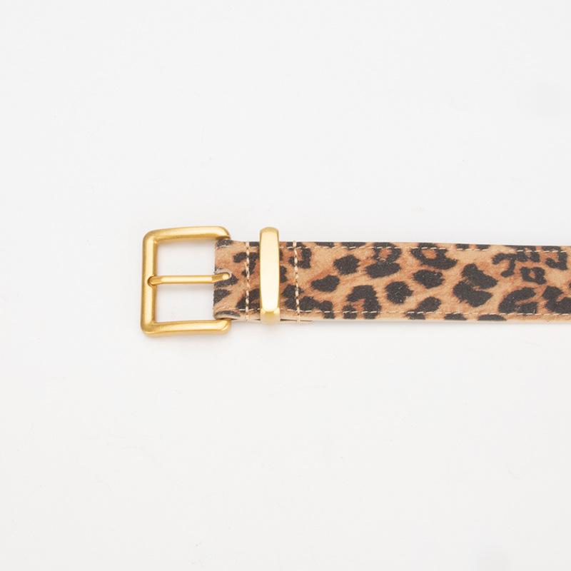 Leopard Print Genuine Leather Belt for Women, Alloy Pin Buckle, High-quality, Versatile, Simple Jeans, Niche Belt for Women