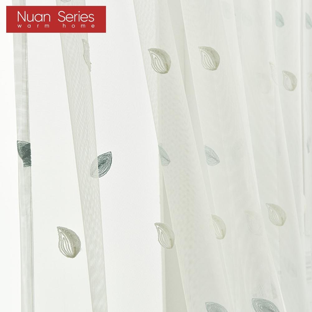1 Stück Nuan-Serie, 10–20 % Verdunkelung, Ins-Stil, elegant und frisch, bestickt, leicht, weiß, durchsichtig, mit Haken, für Wohnzimmer, Schlafzimmer, Heimdekoration